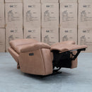 The Marsellie Triple Motor Electric Recliner - Tan available to purchase from Warehouse Furniture Clearance at our next sale event.