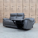 The Marsellie Three Seater Triple Motor Electric Recliner Lounge - Charcoal available to purchase from Warehouse Furniture Clearance at our next sale event.