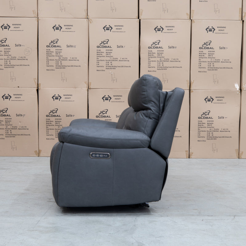 The Marsellie Three Seater Triple Motor Electric Recliner Lounge - Charcoal available to purchase from Warehouse Furniture Clearance at our next sale event.