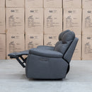 The Marsellie Three Seater Triple Motor Electric Recliner Lounge - Charcoal available to purchase from Warehouse Furniture Clearance at our next sale event.