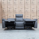 The Marsellie Three Seater Triple Motor Electric Recliner Lounge - Charcoal available to purchase from Warehouse Furniture Clearance at our next sale event.