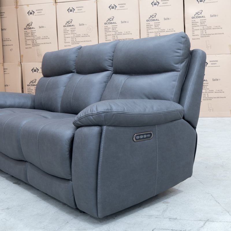 The Marsellie Three Seater Triple Motor Electric Recliner Lounge - Charcoal available to purchase from Warehouse Furniture Clearance at our next sale event.