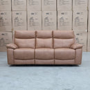 The Marsellie Three Seater Triple Motor Electric Recliner Lounge - Tan available to purchase from Warehouse Furniture Clearance at our next sale event.