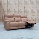 The Marsellie Three Seater Triple Motor Electric Recliner Lounge - Tan available to purchase from Warehouse Furniture Clearance at our next sale event.