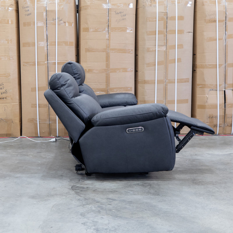 The Marsellie Three Seater Triple Motor Electric Recliner Lounge - Coal