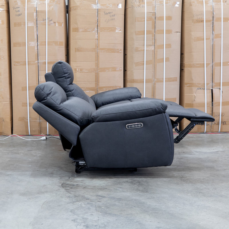 The Marsellie Three Seater Triple Motor Electric Recliner Lounge - Coal