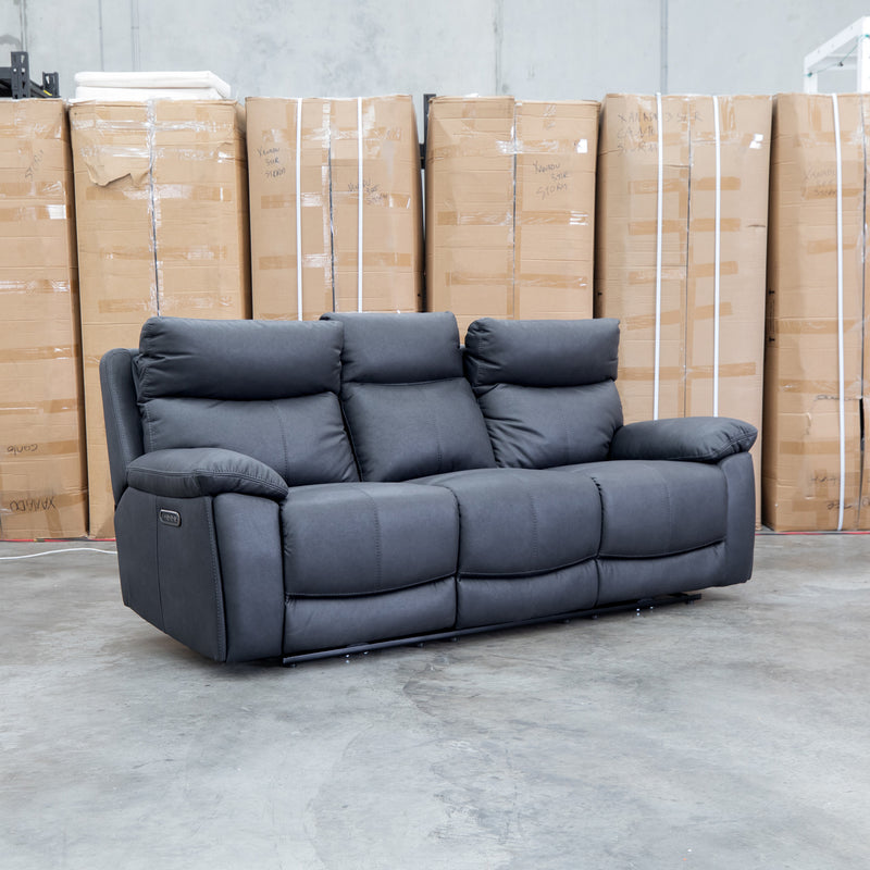 The Marsellie Three Seater Triple Motor Electric Recliner Lounge - Coal
