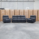 The Marsellie Three Seater Triple Motor Electric Recliner Lounge - Coal available to purchase from Warehouse Furniture Clearance at our next sale event.