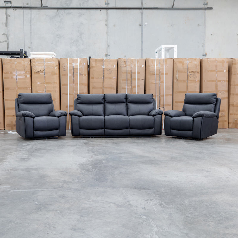The Marsellie Three Seater Triple Motor Electric Recliner Lounge - Coal