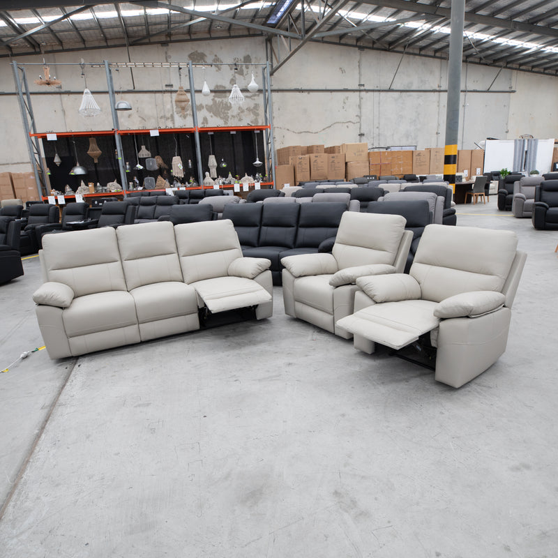 Bayview Single Electric Leather Recliner - Grey