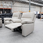 The Bayview Single Manual Leather Recliner - Grey available to purchase from Warehouse Furniture Clearance at our next sale event.