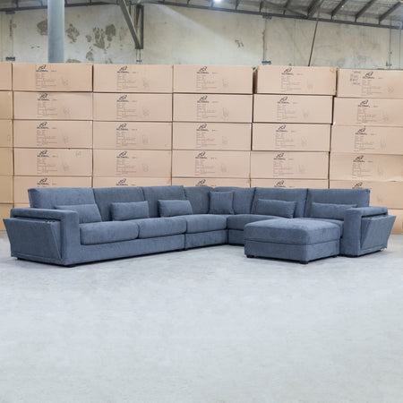 The Midtown Deep Seat Corner Lounge with Ottoman - Charcoal available to purchase from Warehouse Furniture Clearance at our next sale event.