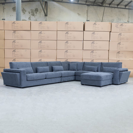 The Midtown Deep Seat Corner Lounge with Ottoman - Charcoal - Available After 1st March available to purchase from Warehouse Furniture Clearance at our next sale event.