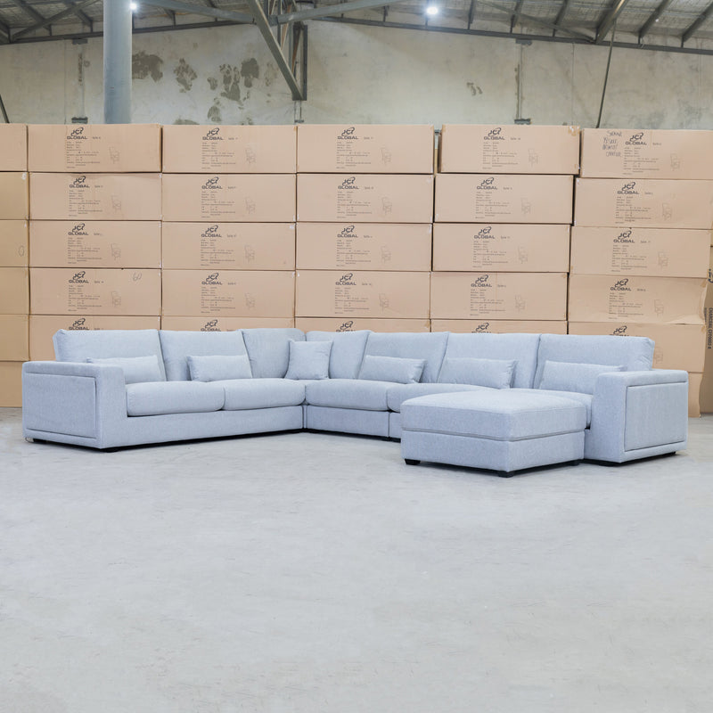 The Midtown Deep Seat Corner Lounge with Ottoman - Silver available to purchase from Warehouse Furniture Clearance at our next sale event.