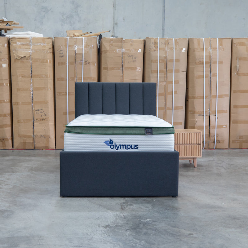 The Medford King Single Fabric Trundle Bed - Charcoal (Reversible Trundle)