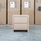 The Melba Curved Messmate Two Drawer Bedside available to purchase from Warehouse Furniture Clearance at our next sale event.