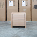 Melba Curved Messmate Two Drawer Bedside - Warehouse Furniture Clearance