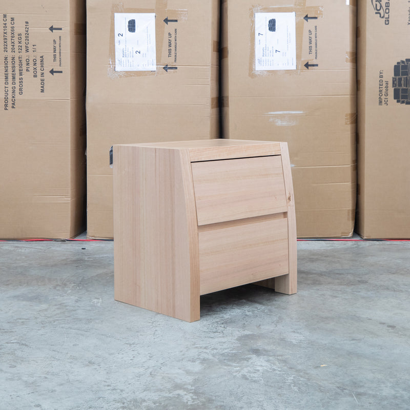 The Melba Curved Messmate Two Drawer Bedside