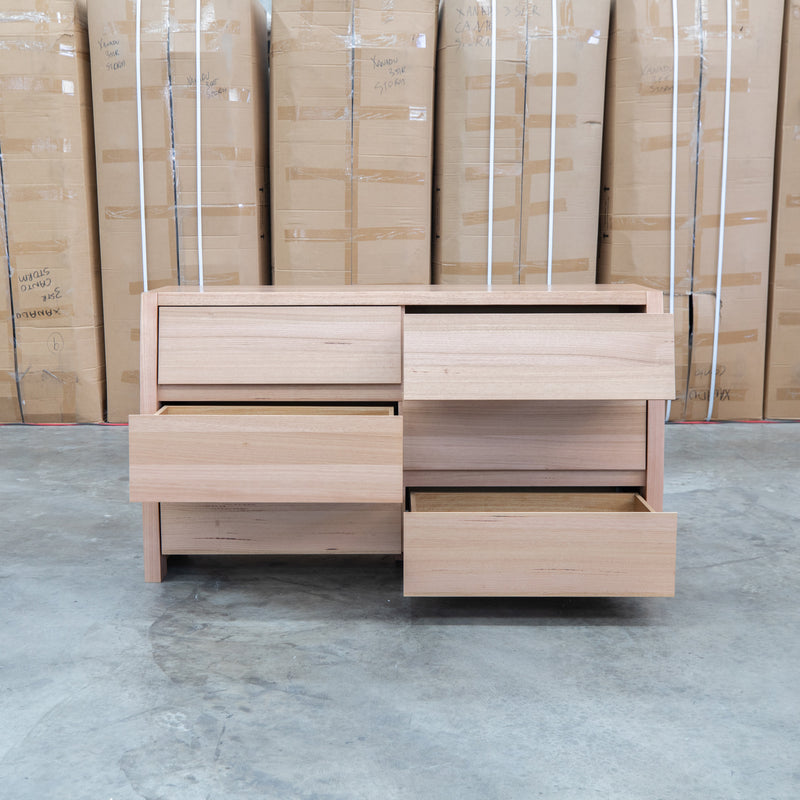 The Melba Curved Australian Messmate Six Drawer Dresser