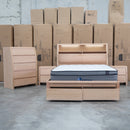 Melba Messmate Queen Gaslift Bed with Reading Lights - Warehouse Furniture Clearance