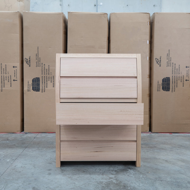 The Melba Curved Australian Messmate Five Drawer Tallboy
