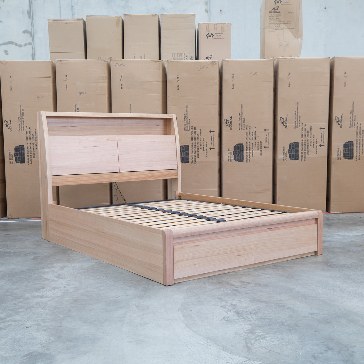 The Melba Messmate King Gaslift Bed with Reading Lights available to purchase from Warehouse Furniture Clearance at our next sale event.