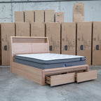 The Melba Messmate Double Gaslift Bed with Reading Lights available to purchase from Warehouse Furniture Clearance at our next sale event.