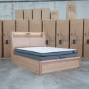 Melba Messmate Queen Gaslift Bed with Reading Lights - Warehouse Furniture Clearance