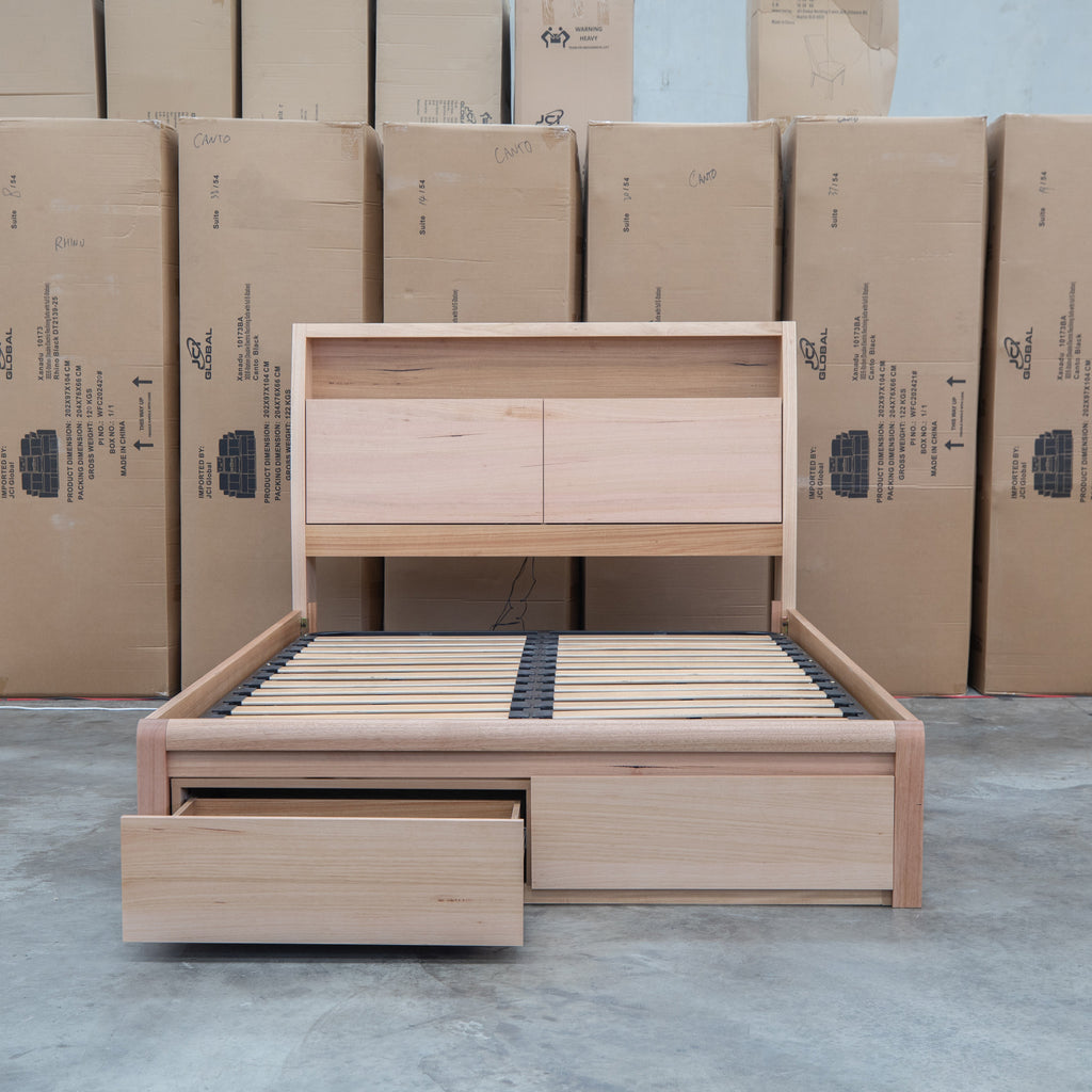 The Melba Messmate Double Gaslift Bed with Reading Lights available to purchase from Warehouse Furniture Clearance at our next sale event.