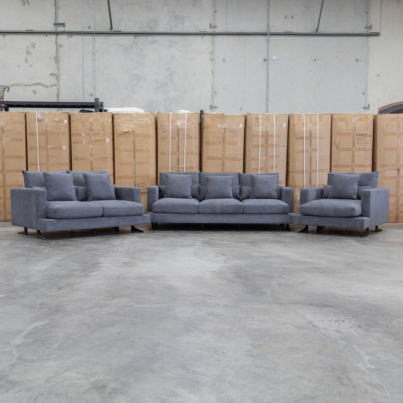 Melbourne Deep Seat Feather & Foam Three Seat Sofa - Obsidian