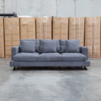 The Melbourne Deep Seat Feather & Foam Three Seat Sofa - Obsidian available to purchase from Warehouse Furniture Clearance at our next sale event.