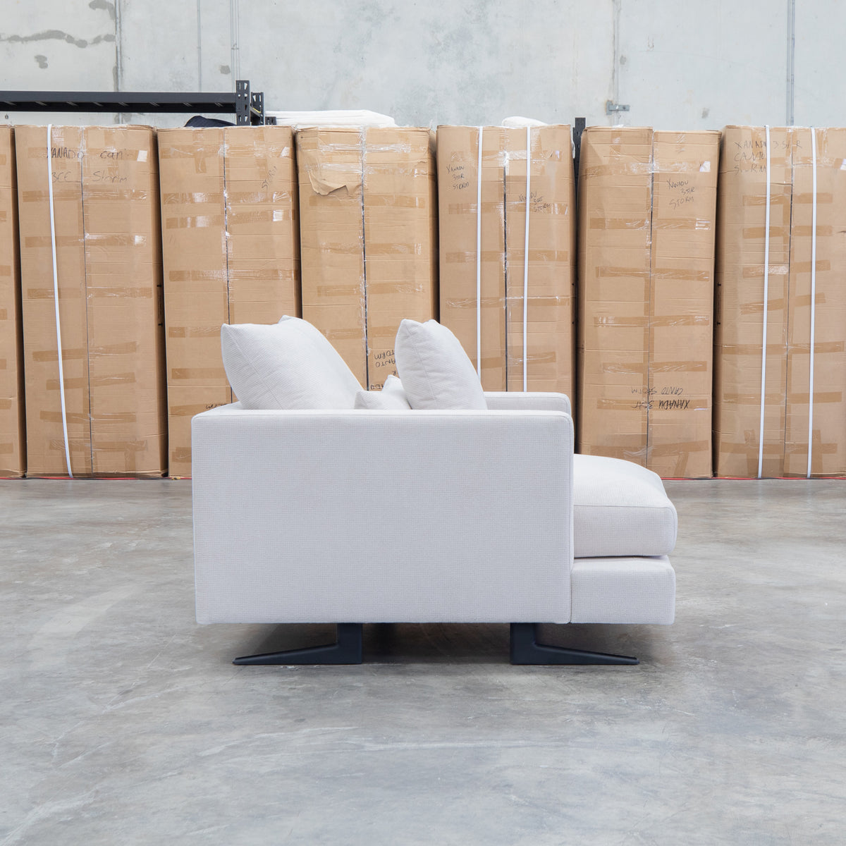 The Melbourne Deep Seat Feather & Foam Armchair - Biscuit available to purchase from Warehouse Furniture Clearance at our next sale event.