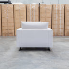 The Melbourne Deep Seat Feather & Foam Armchair - Biscuit available to purchase from Warehouse Furniture Clearance at our next sale event.