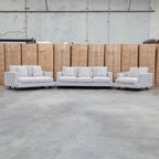 The Melbourne Deep Seat Feather & Foam Three Seat Sofa - Biscuit available to purchase from Warehouse Furniture Clearance at our next sale event.