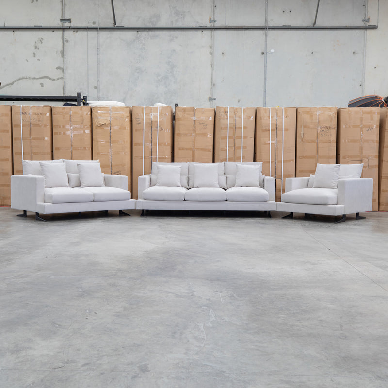 The Melbourne Deep Seat Feather & Foam Three Seat Sofa - Biscuit