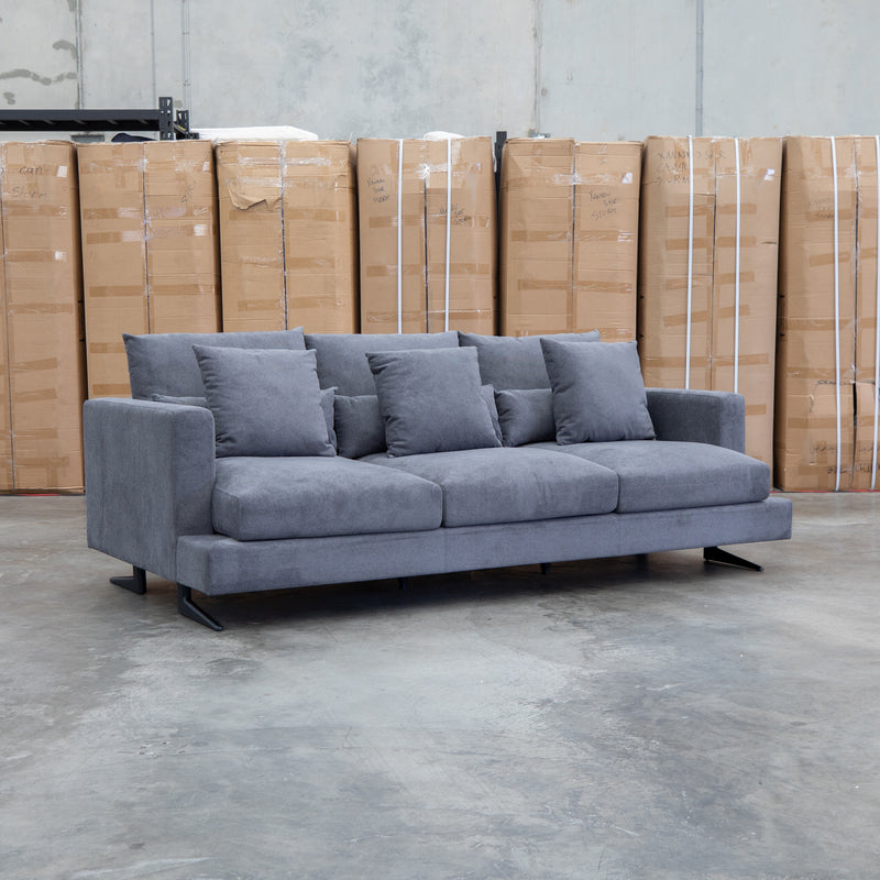 Melbourne Deep Seat Feather & Foam Three Seat Sofa - Obsidian