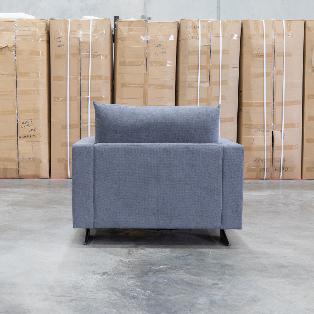 The Melbourne Deep Seat Feather & Foam Armchair - Obsidian available to purchase from Warehouse Furniture Clearance at our next sale event.