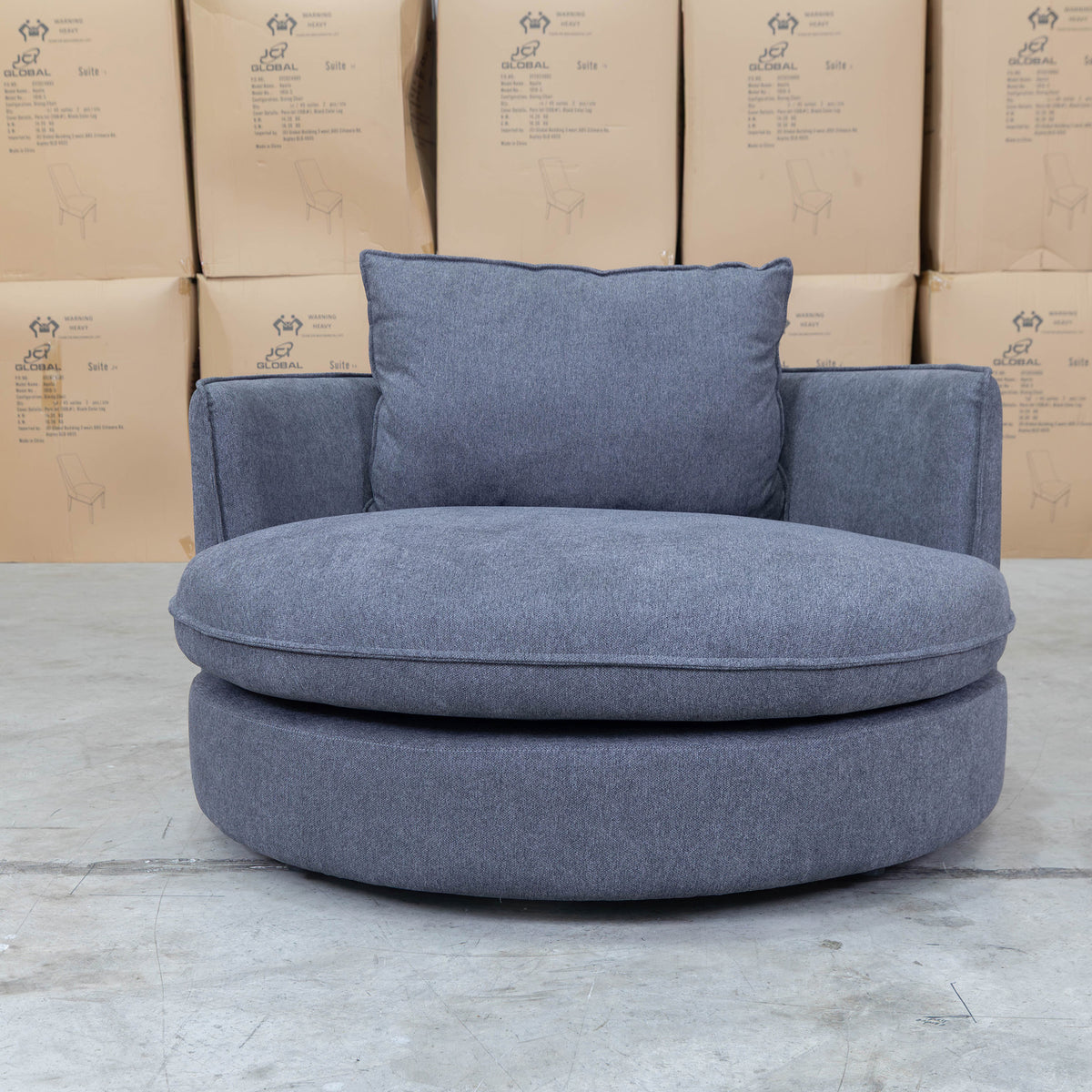 The Mesa Feather & Foam Round Swivel Daybed - Graphite available to purchase from Warehouse Furniture Clearance at our next sale event.
