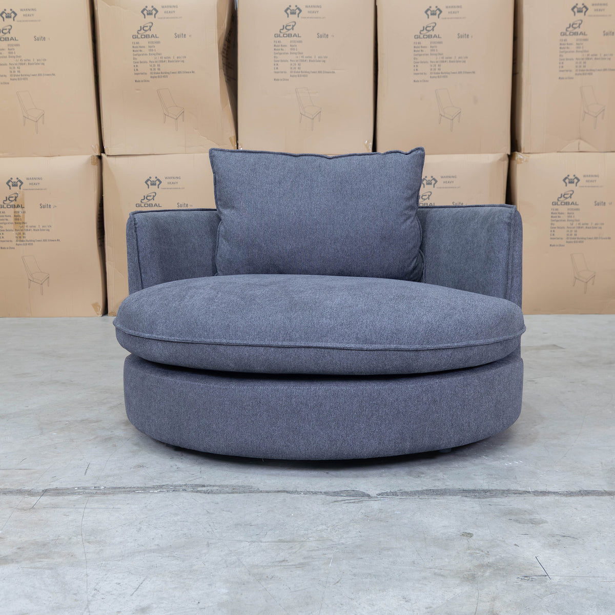 The Mesa Feather & Foam Round Swivel Daybed - Graphite available to purchase from Warehouse Furniture Clearance at our next sale event.