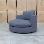 The Mesa Feather & Foam Round Swivel Daybed - Graphite available to purchase from Warehouse Furniture Clearance at our next sale event.