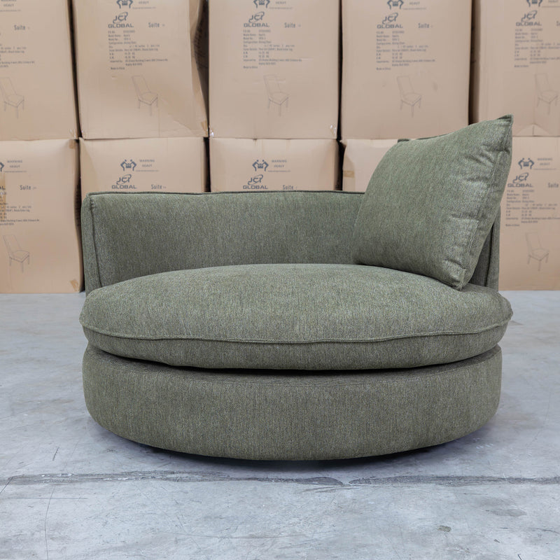 The Mesa Feather & Foam Round Swivel Daybed - Olive available to purchase from Warehouse Furniture Clearance at our next sale event.