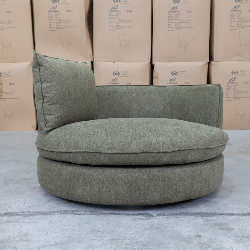 The Mesa Feather & Foam Round Swivel Daybed - Olive available to purchase from Warehouse Furniture Clearance at our next sale event.
