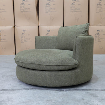 The Mesa Feather & Foam Round Swivel Daybed - Olive available to purchase from Warehouse Furniture Clearance at our next sale event.