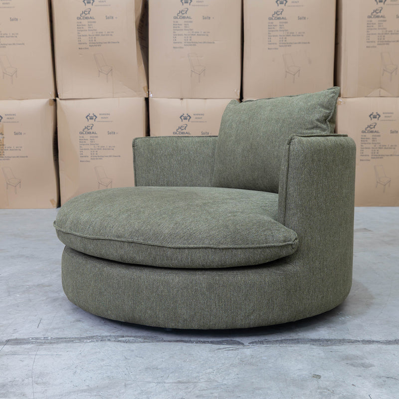 The Mesa Feather & Foam Round Swivel Daybed - Olive available to purchase from Warehouse Furniture Clearance at our next sale event.
