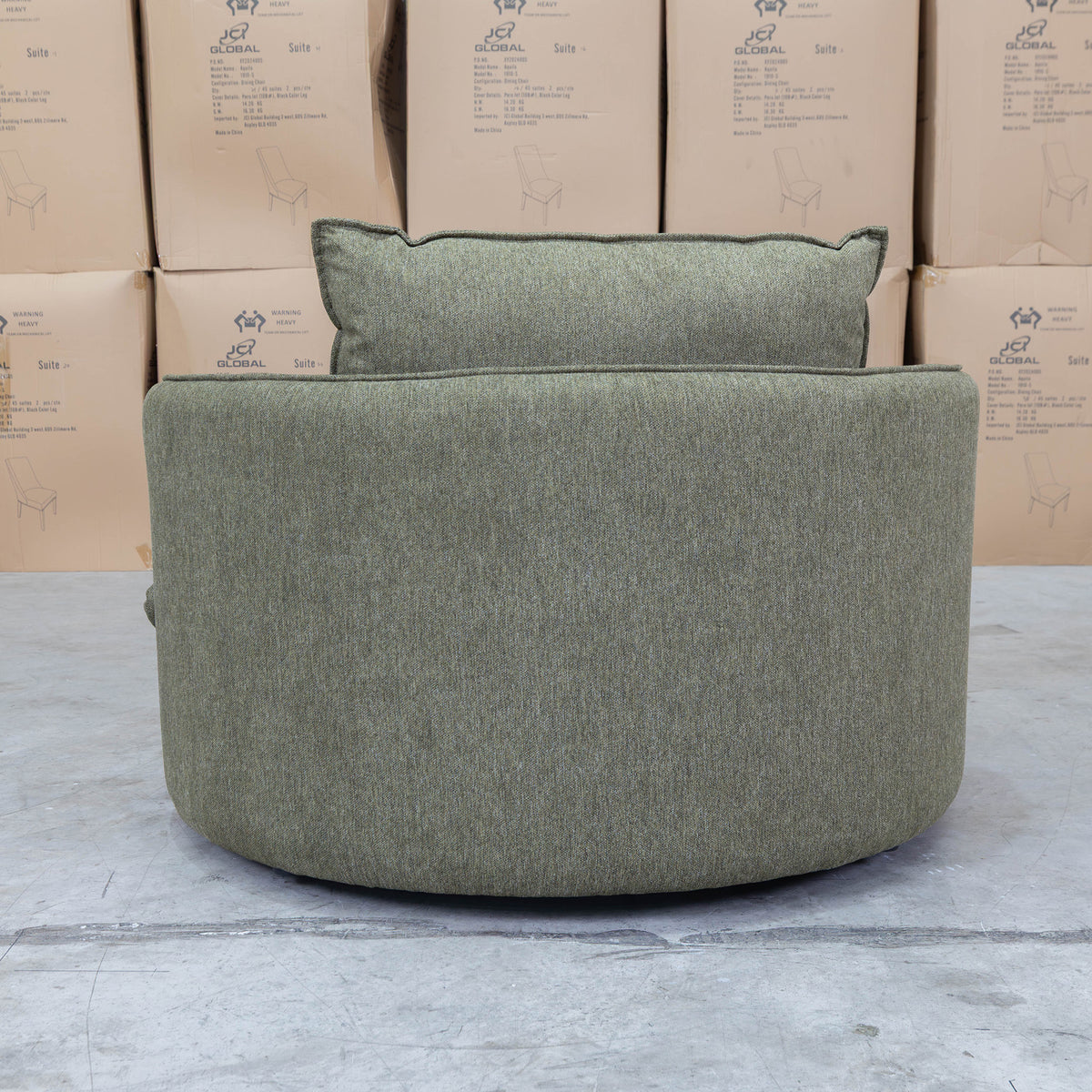 The Mesa Feather & Foam Round Swivel Daybed - Olive available to purchase from Warehouse Furniture Clearance at our next sale event.