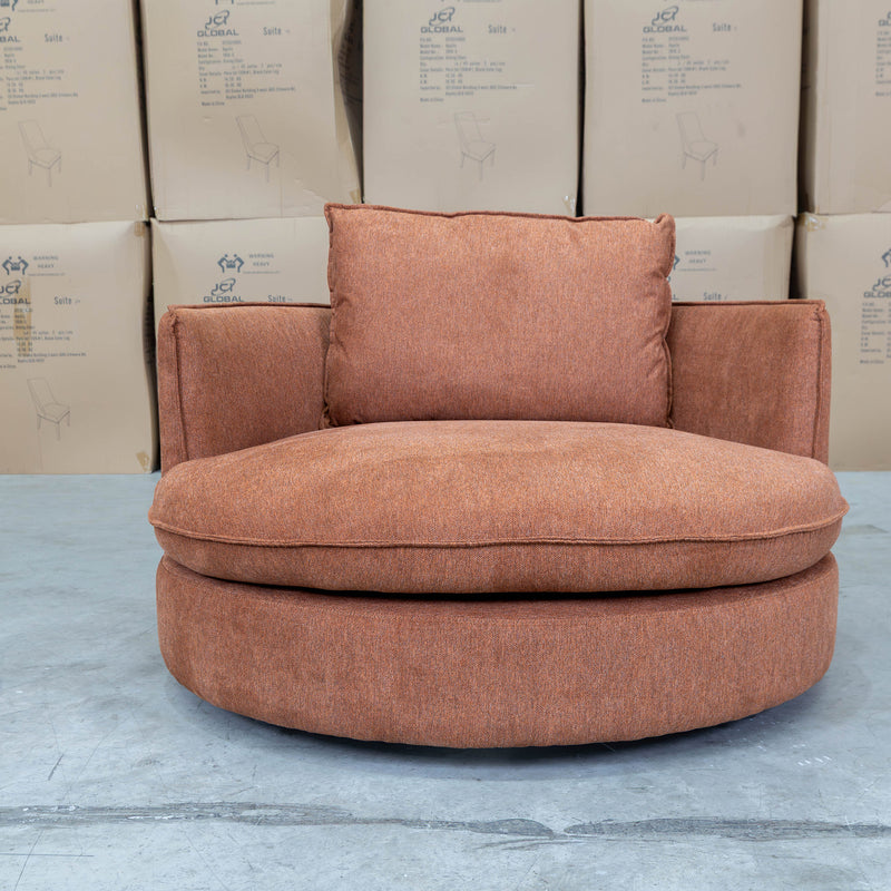 The Mesa Feather & Foam Round Swivel Daybed - Rust available to purchase from Warehouse Furniture Clearance at our next sale event.
