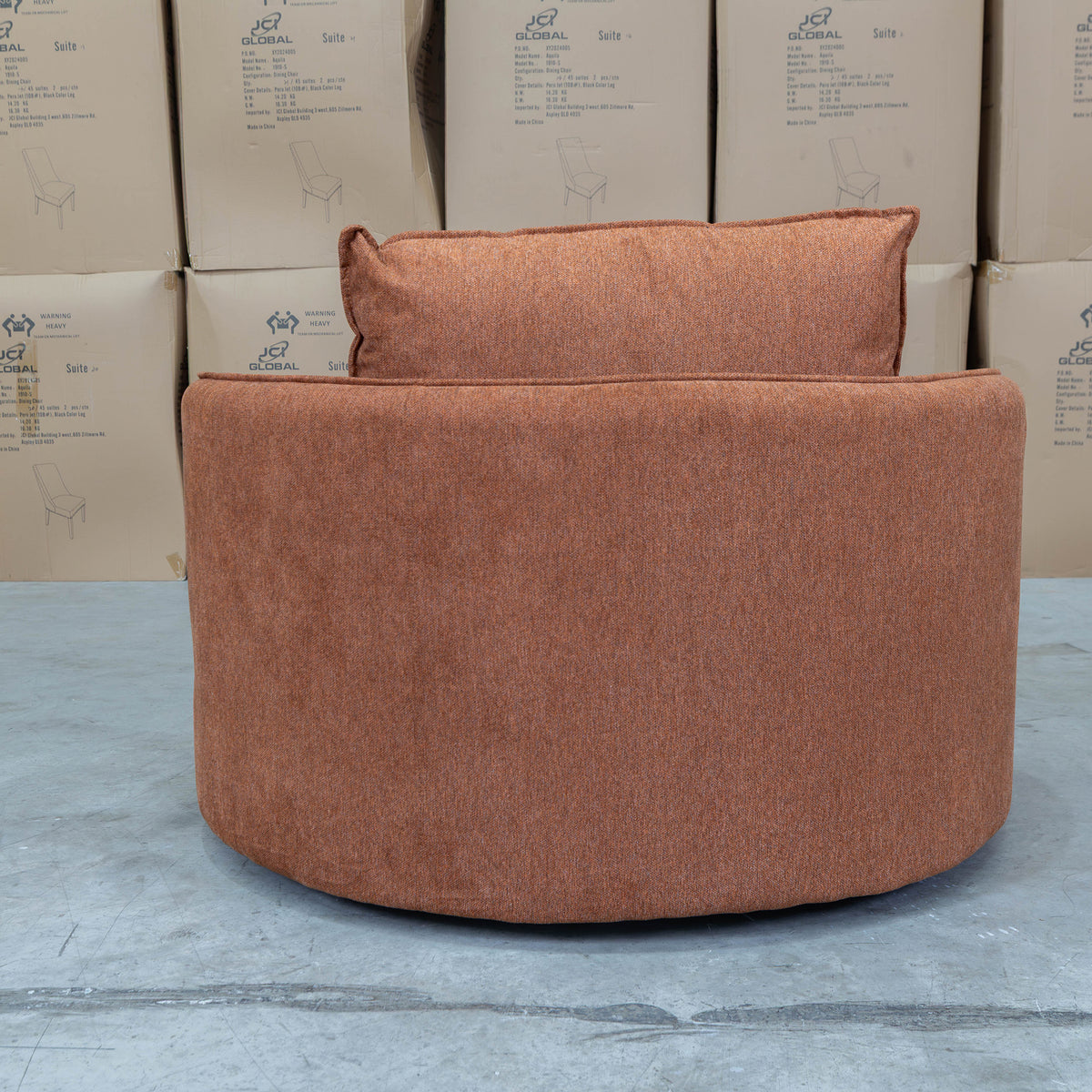 The Mesa Feather & Foam Round Swivel Daybed - Rust available to purchase from Warehouse Furniture Clearance at our next sale event.
