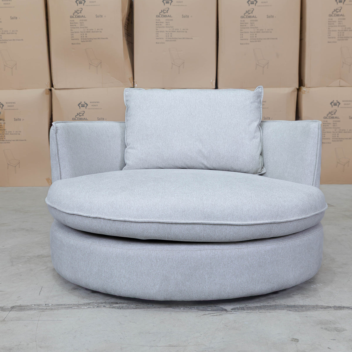 The Mesa Feather & Foam Round Swivel Daybed - Cream available to purchase from Warehouse Furniture Clearance at our next sale event.
