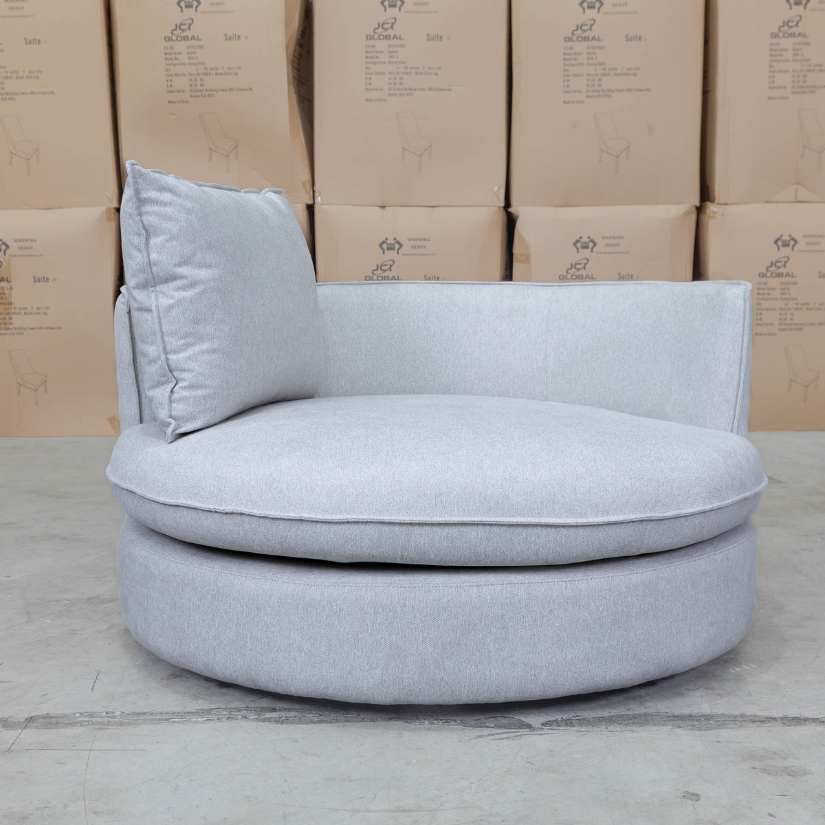 The Mesa Feather & Foam Round Swivel Daybed - Cream available to purchase from Warehouse Furniture Clearance at our next sale event.