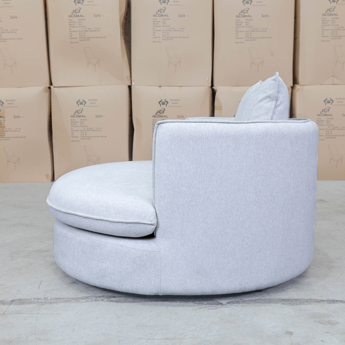 The Mesa Feather & Foam Round Swivel Daybed - Cream available to purchase from Warehouse Furniture Clearance at our next sale event.